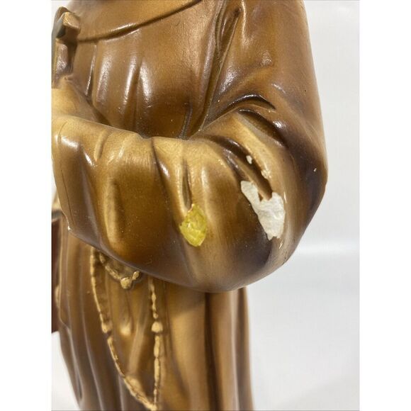 ANTIQUE Statue OF ST GERARD MAJELLA W/ SKULL PLASTER STATUE CATHOLIC ART 16” - Picture 12 of 16